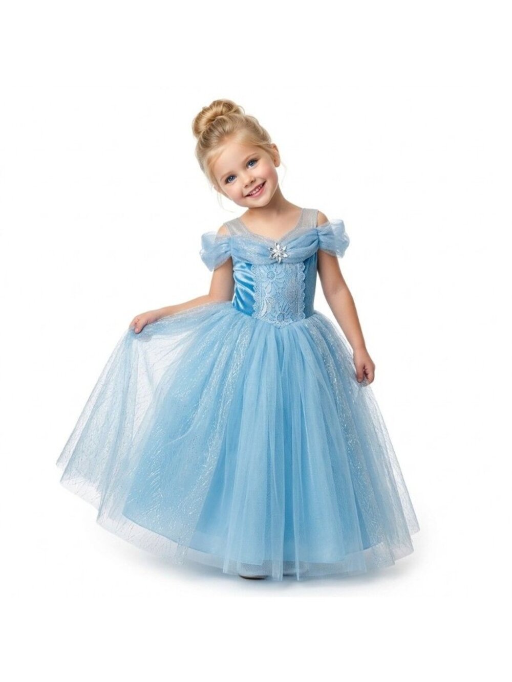 Girls Elsa Inspired Light Blue Princess Dress Costume (Size 4)